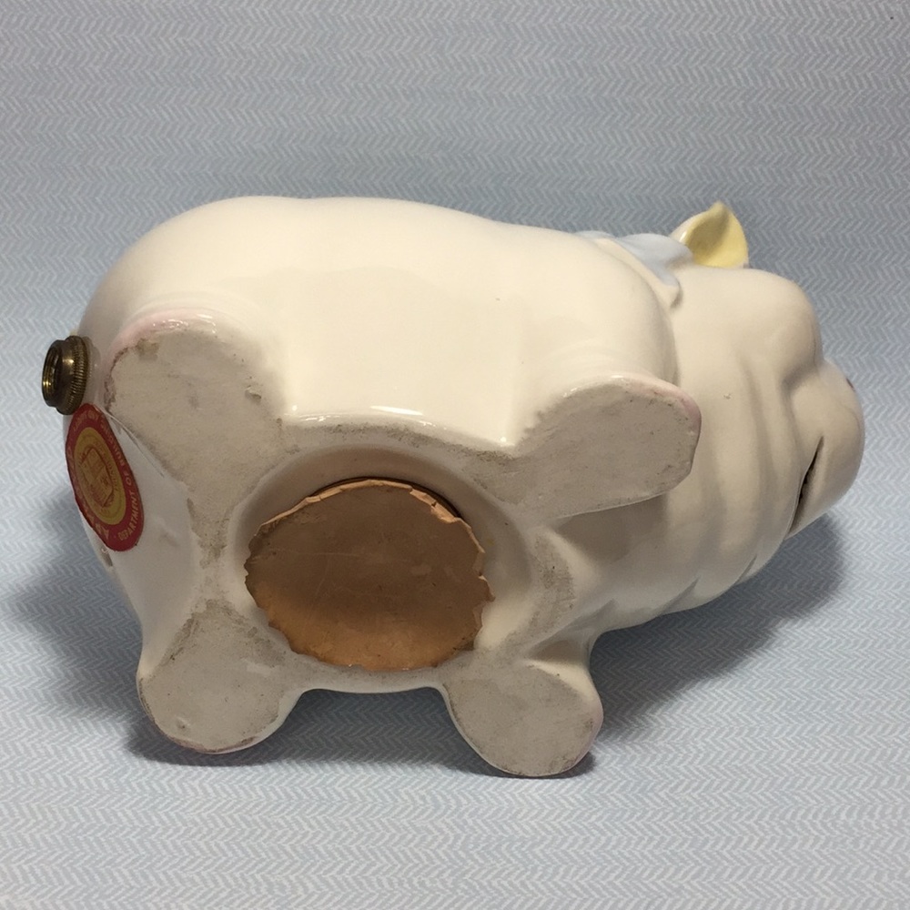 Vintage Smiling Pig Blue And Floral Design - Picture 10 of 15